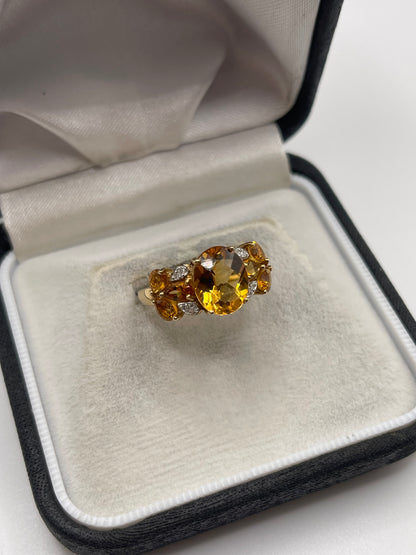 9ct gold citrine and diamond ring