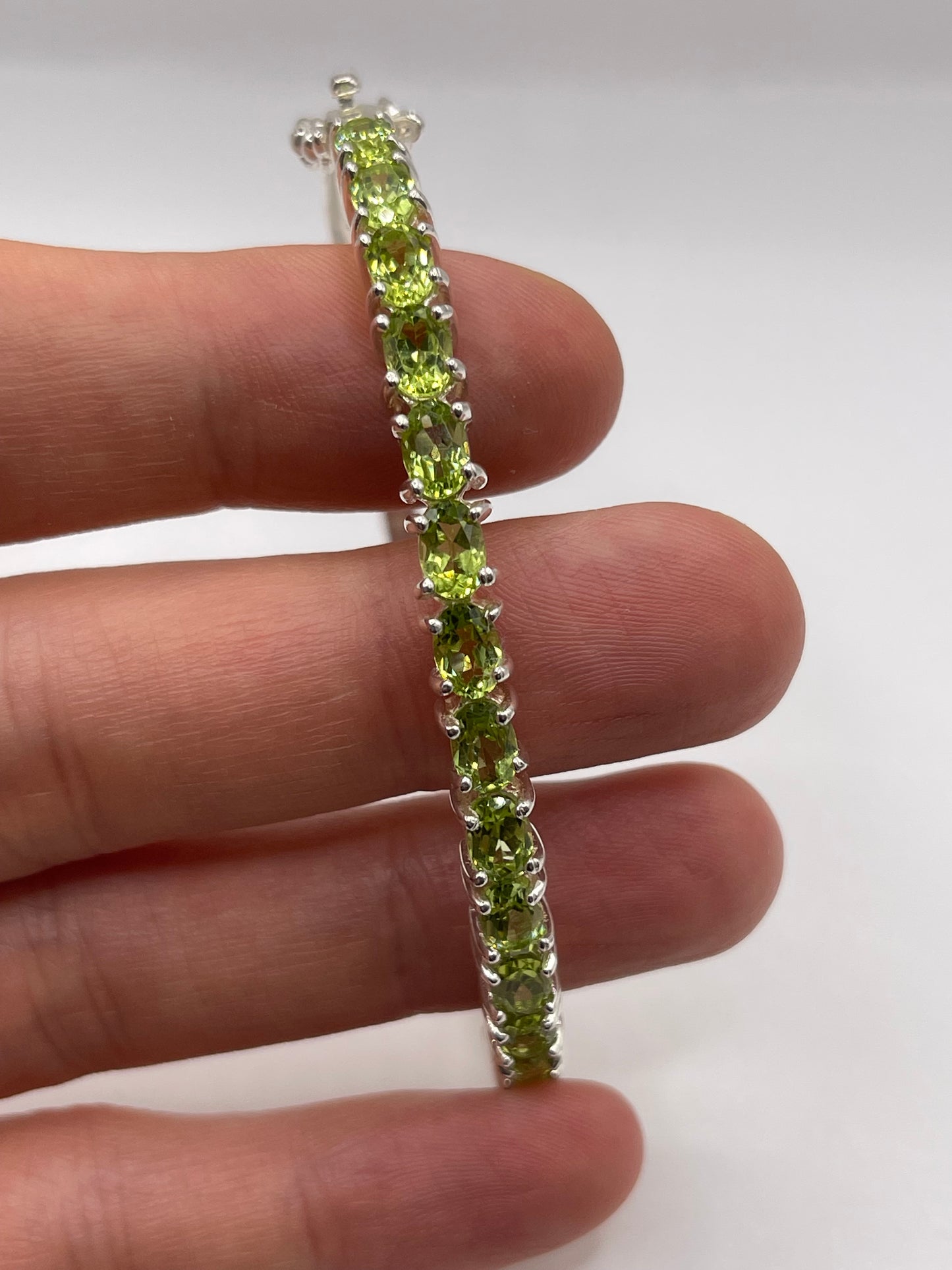 Silver peridot bangle