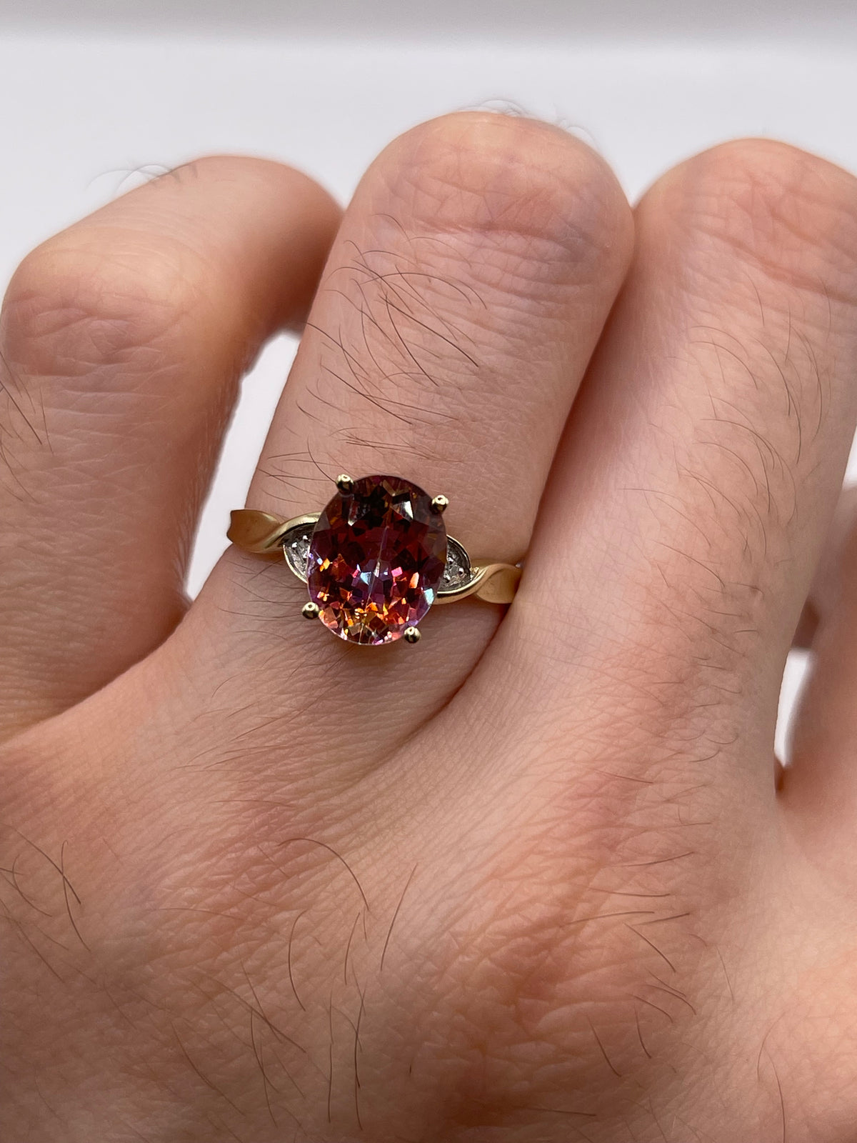 9ct gold topaz and diamond ring