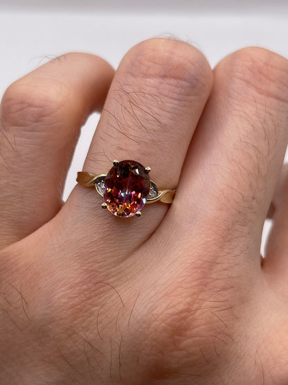 9ct gold topaz and diamond ring