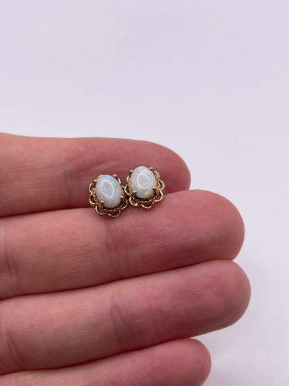 9ct gold opal earrings
