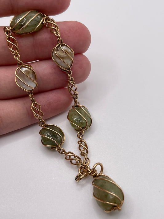 Antique 15ct gold gemstone and pearl bracelet