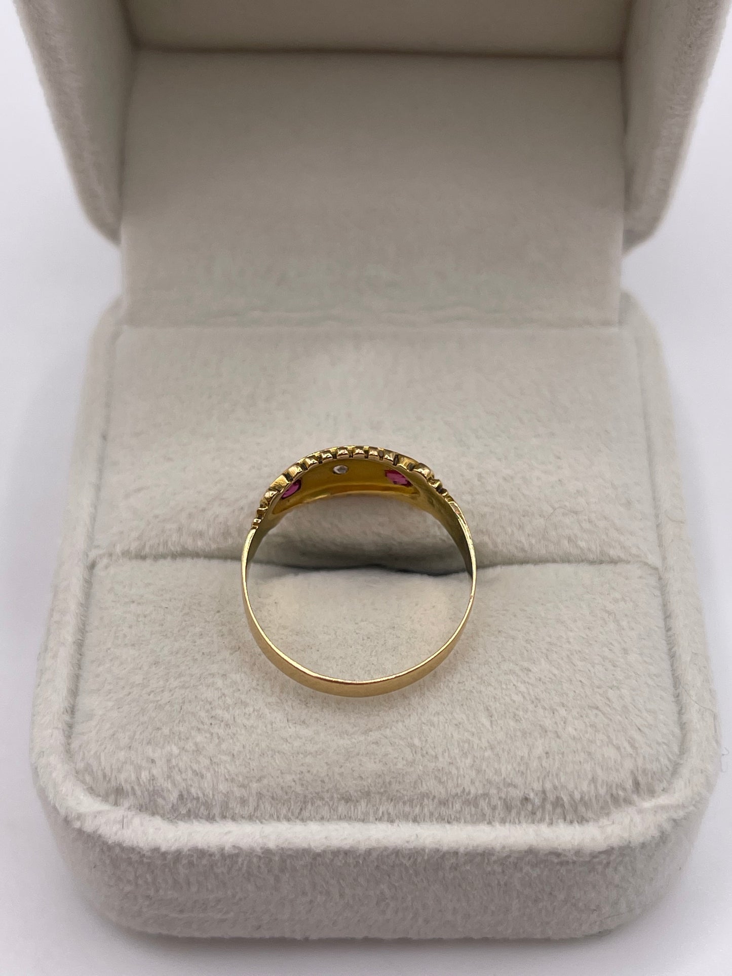 Antique 18ct gold ruby and diamond gypsy ring