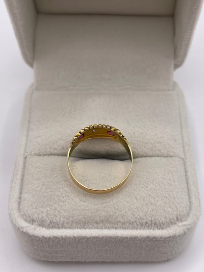 Antique 18ct gold ruby and diamond gypsy ring