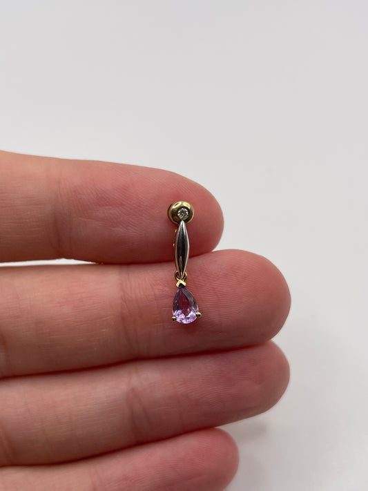 9ct two tone amethyst and diamond pendant