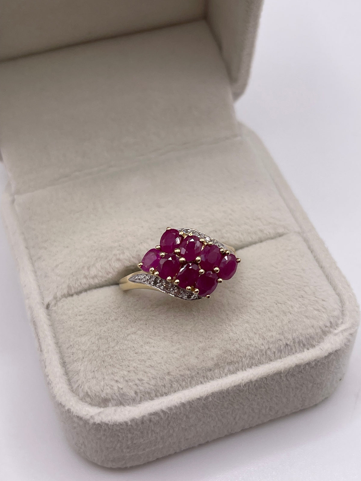 9ct gold ruby and diamond ring