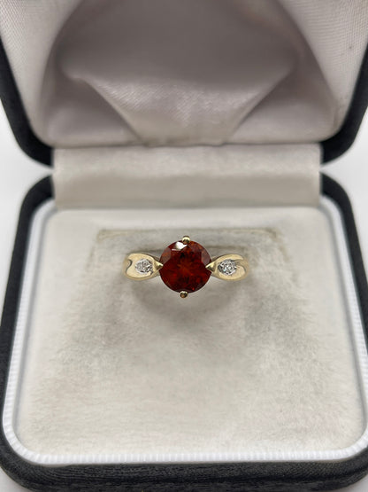 9ct gold citrine and diamond ring