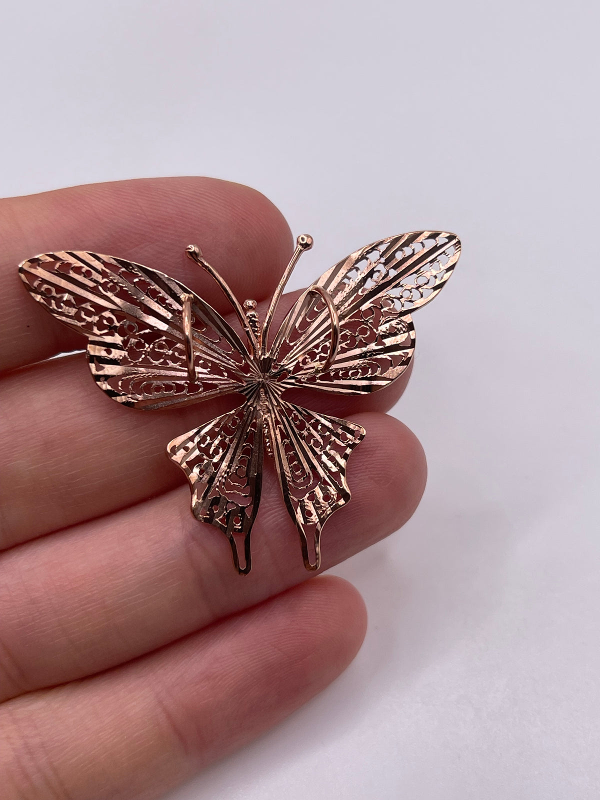 9ct rose gold butterfly pendant