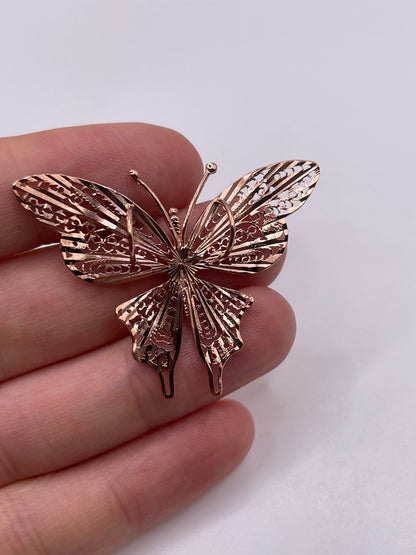 9ct rose gold butterfly pendant