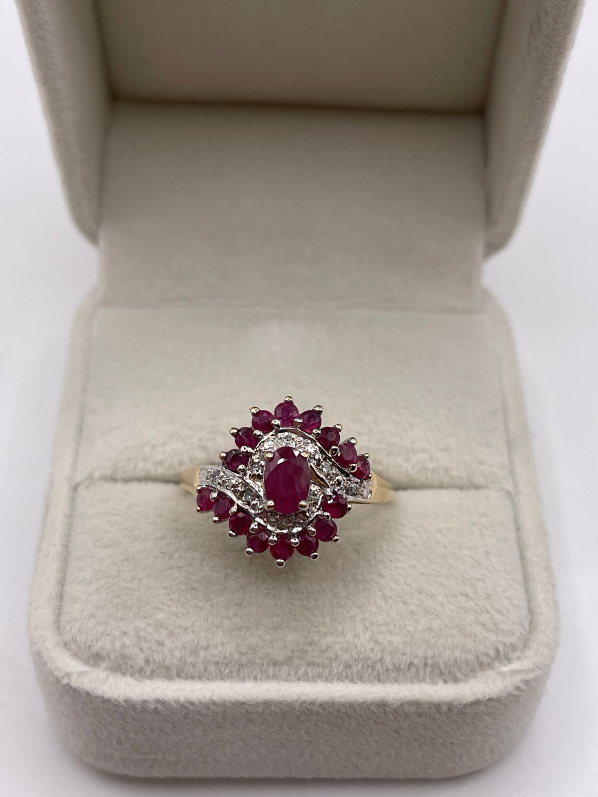 9ct gold ruby and diamond ring
