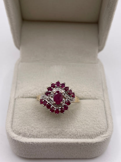 9ct gold ruby and diamond ring