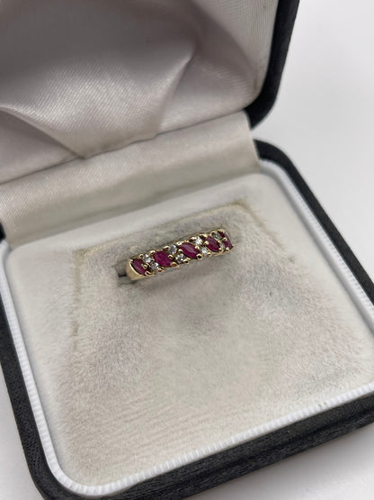 9ct gold ruby and diamond ring