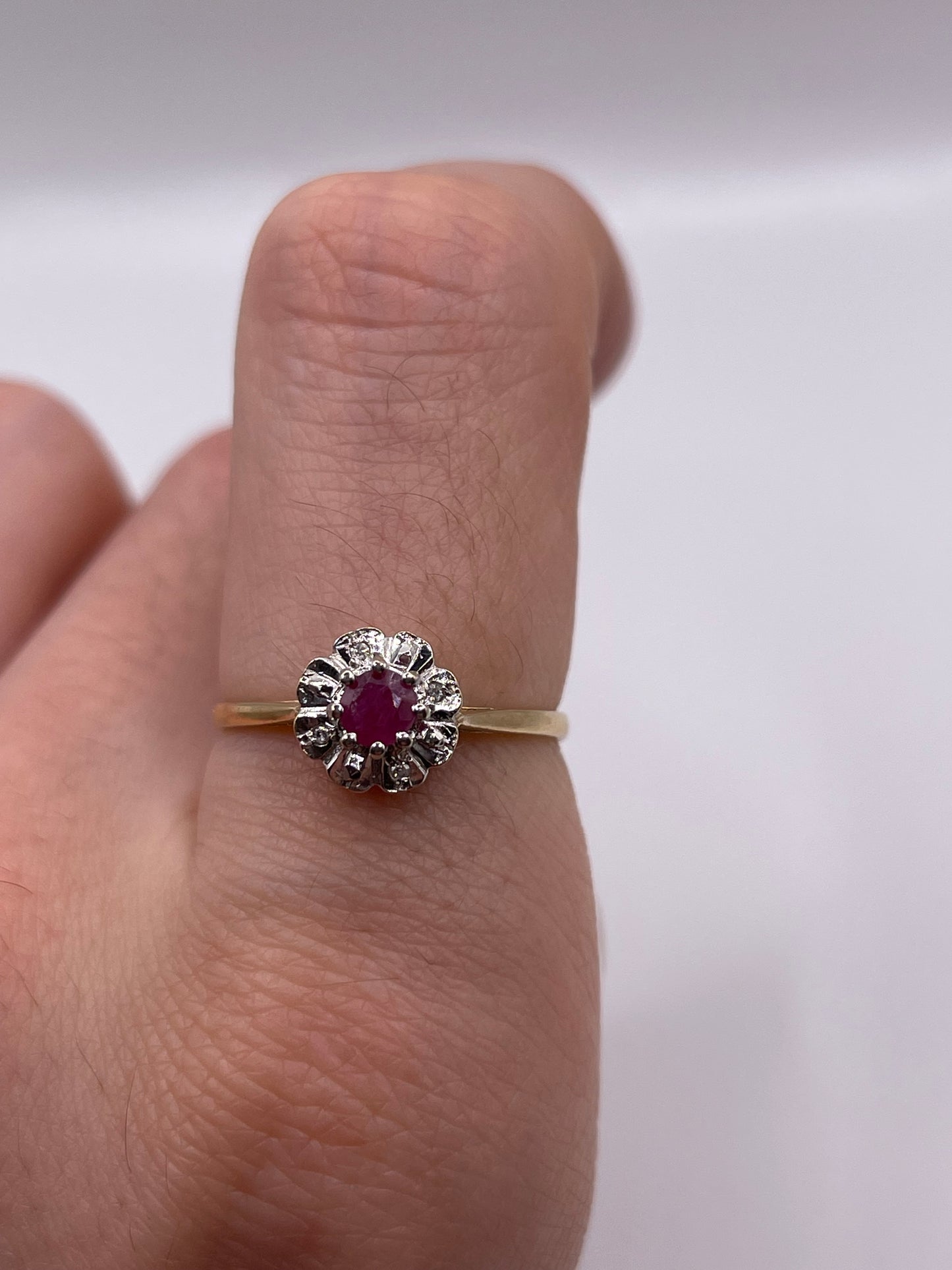 9ct gold ruby and diamond ring