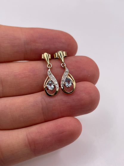 9ct gold topaz and diamond earrings
