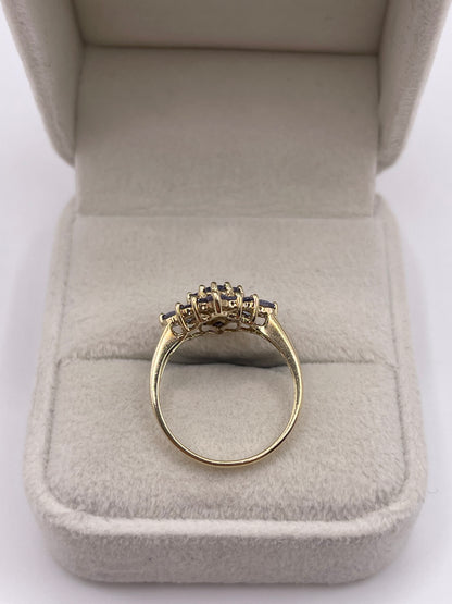 9ct gold tanzanite cluster ring