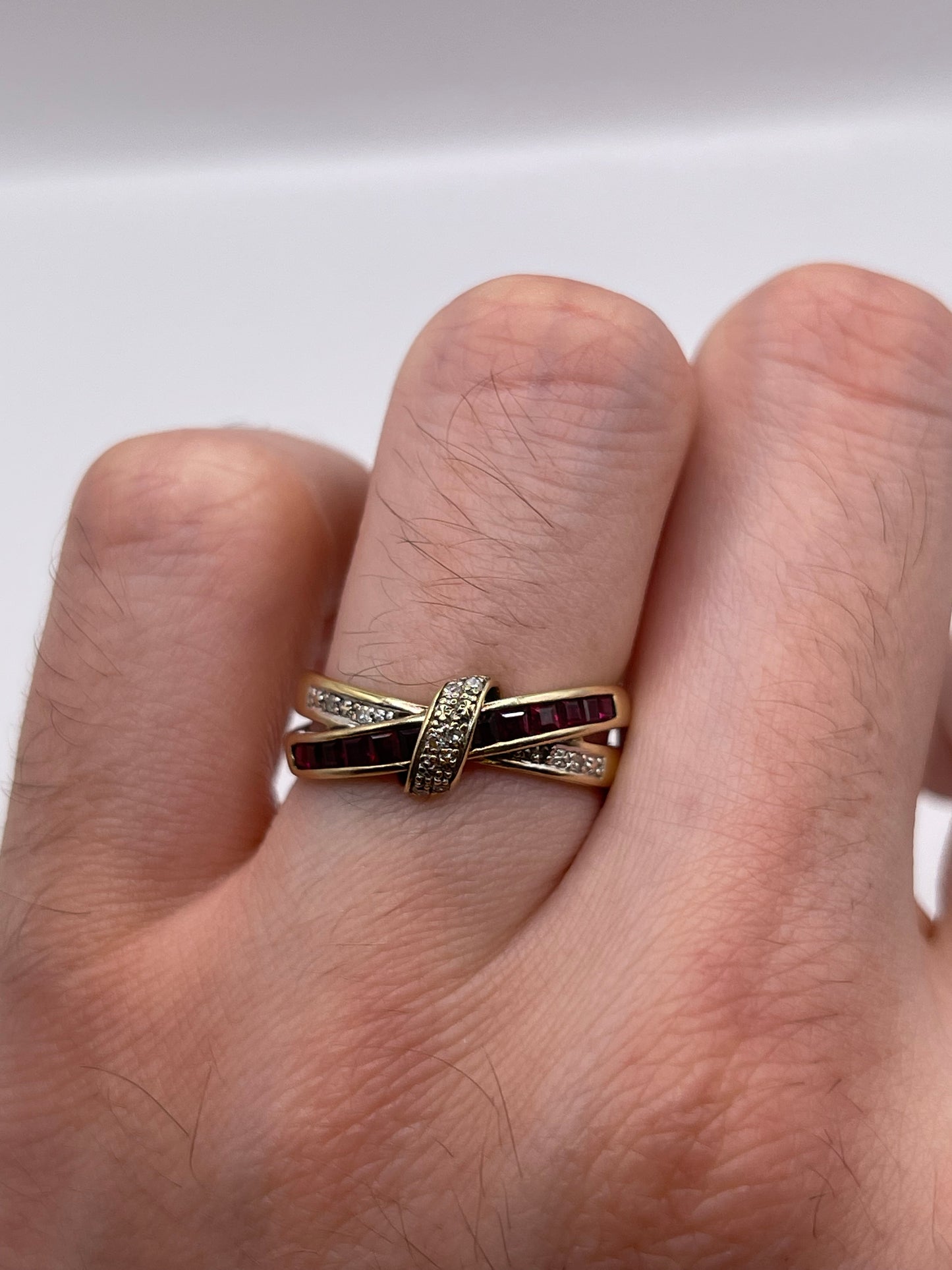 9ct gold ruby and diamond ring