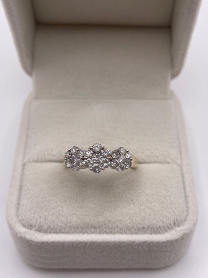 9ct gold diamond cluster ring