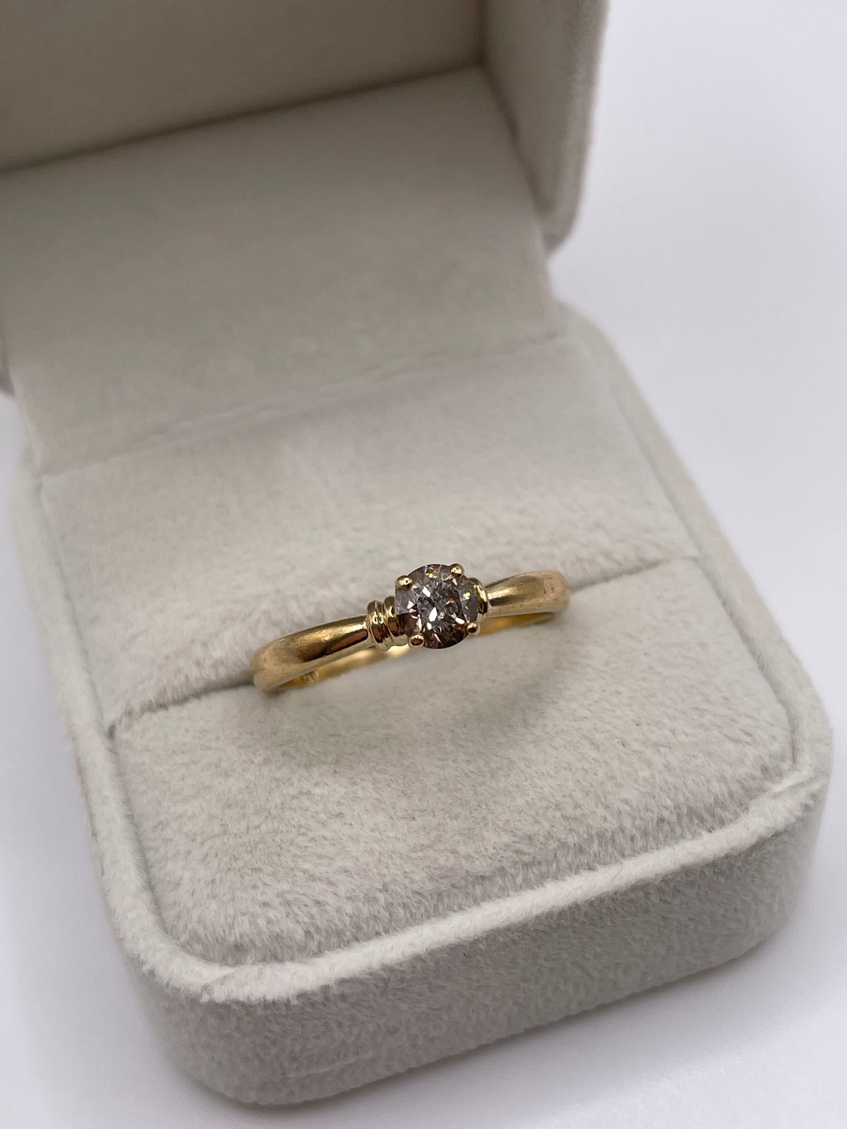 9ct gold 50 point cognac diamond ring