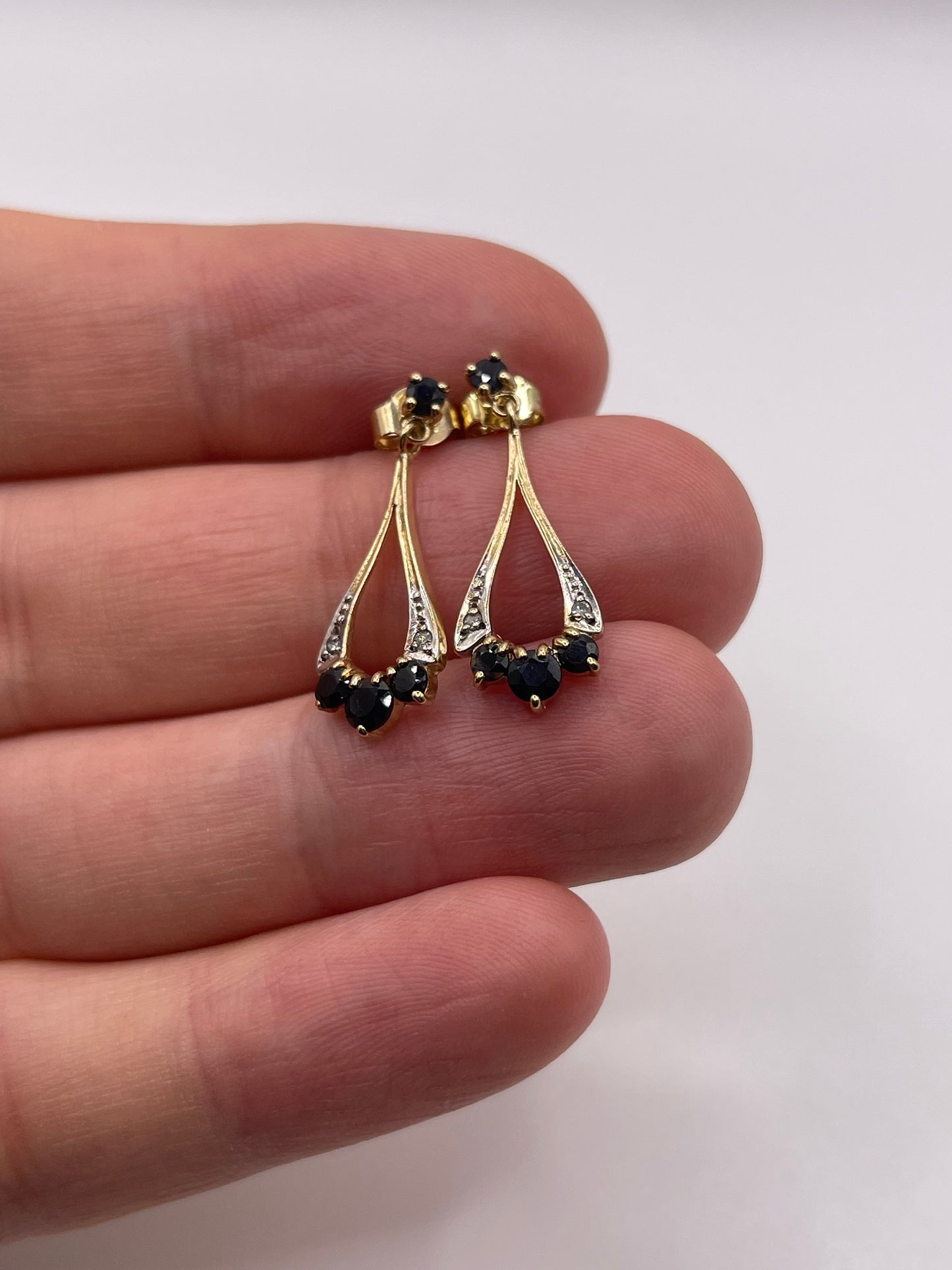 9ct gold sapphire and diamond earrings