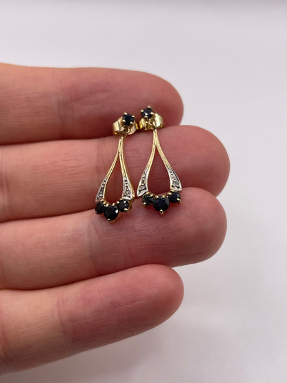 9ct gold sapphire and diamond earrings
