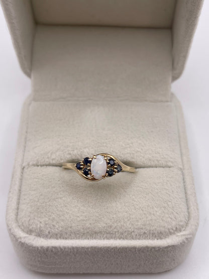 9ct gold opal and sapphire ring