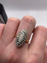 Load image into Gallery viewer, 14ct gold opal and diamond navette ring
