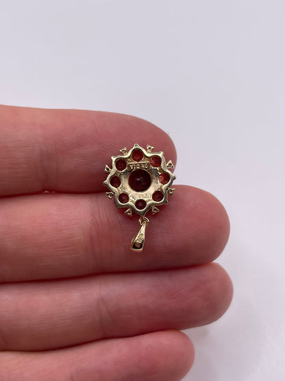 9ct gold garnet and diamond pendant