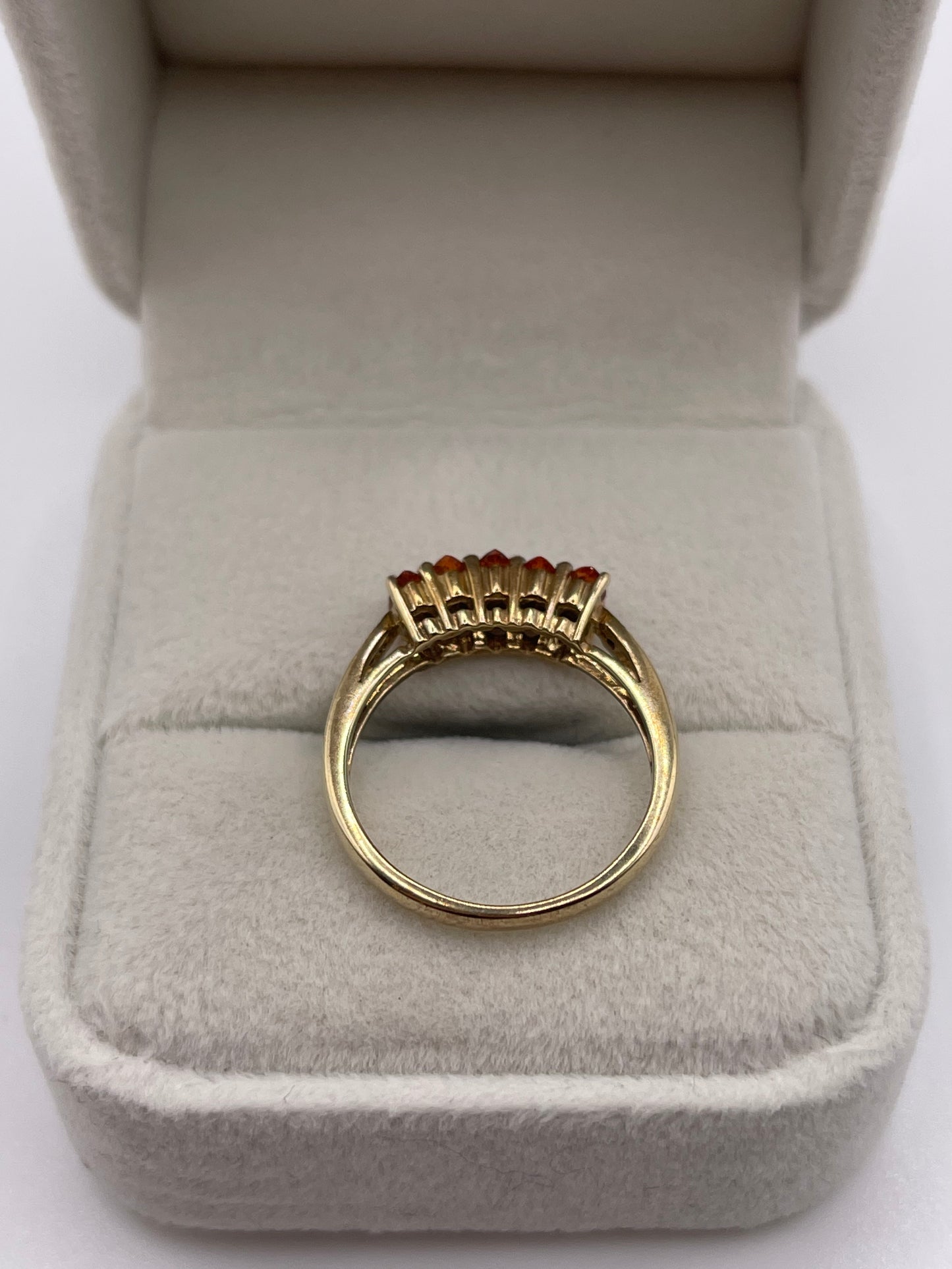 9ct gold orange sapphire and diamond ring