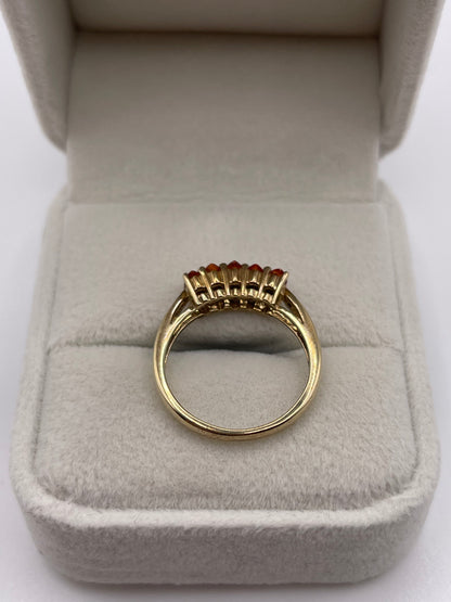 9ct gold orange sapphire and diamond ring
