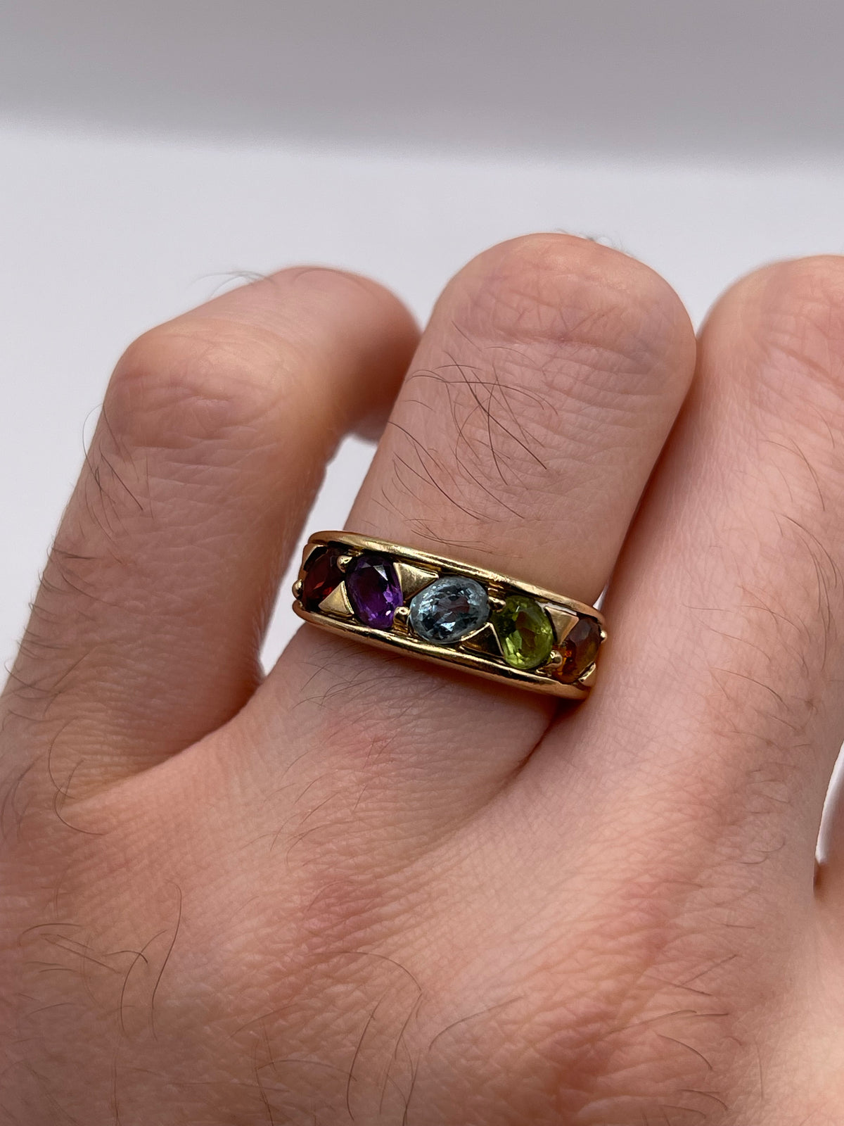 9ct gold multi gemstone ring
