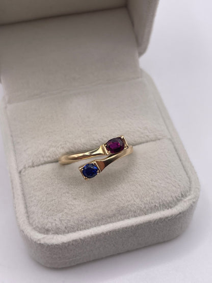 9ct gold ruby and sapphire ring