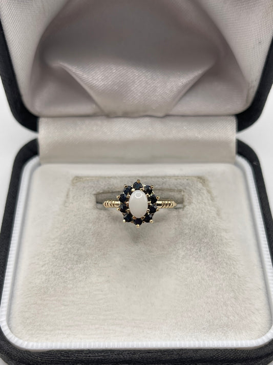 9ct gold sapphire and opal ring