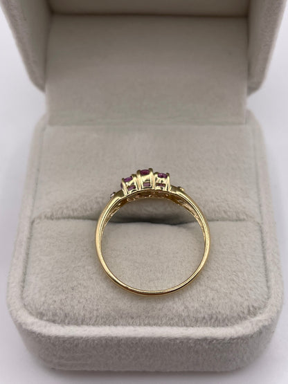 9ct gold pink sapphire and diamond ring