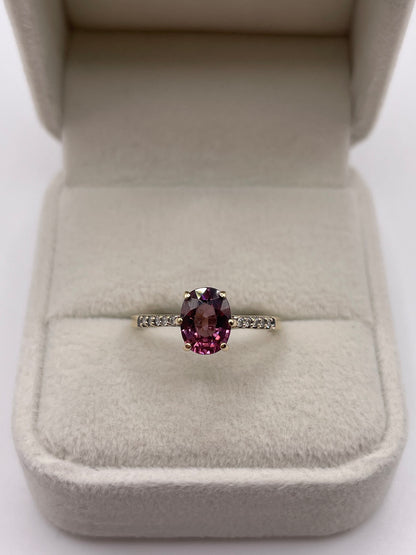 9ct gold purple zircon and diamond ring