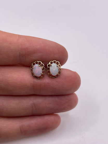 9ct gold opal earrings