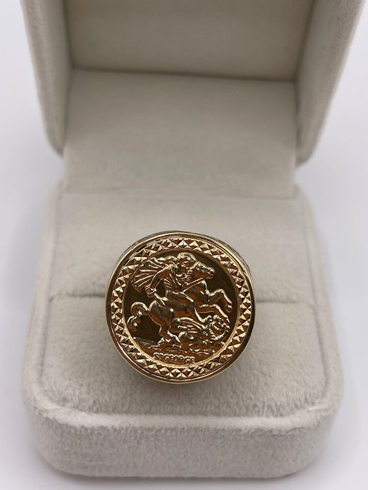 9ct gold St George medallion ring