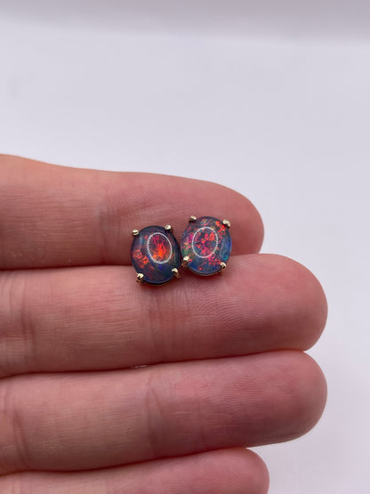 9ct gold opal triplet earrings