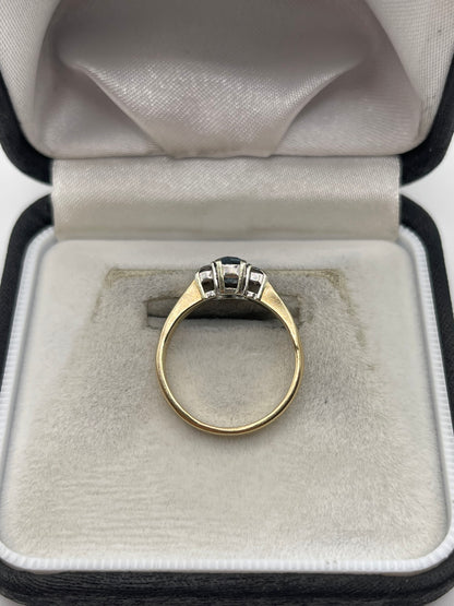 9ct gold blue topaz and diamond ring
