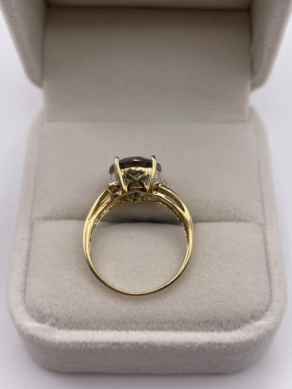 9ct gold mystic topaz and diamond ring