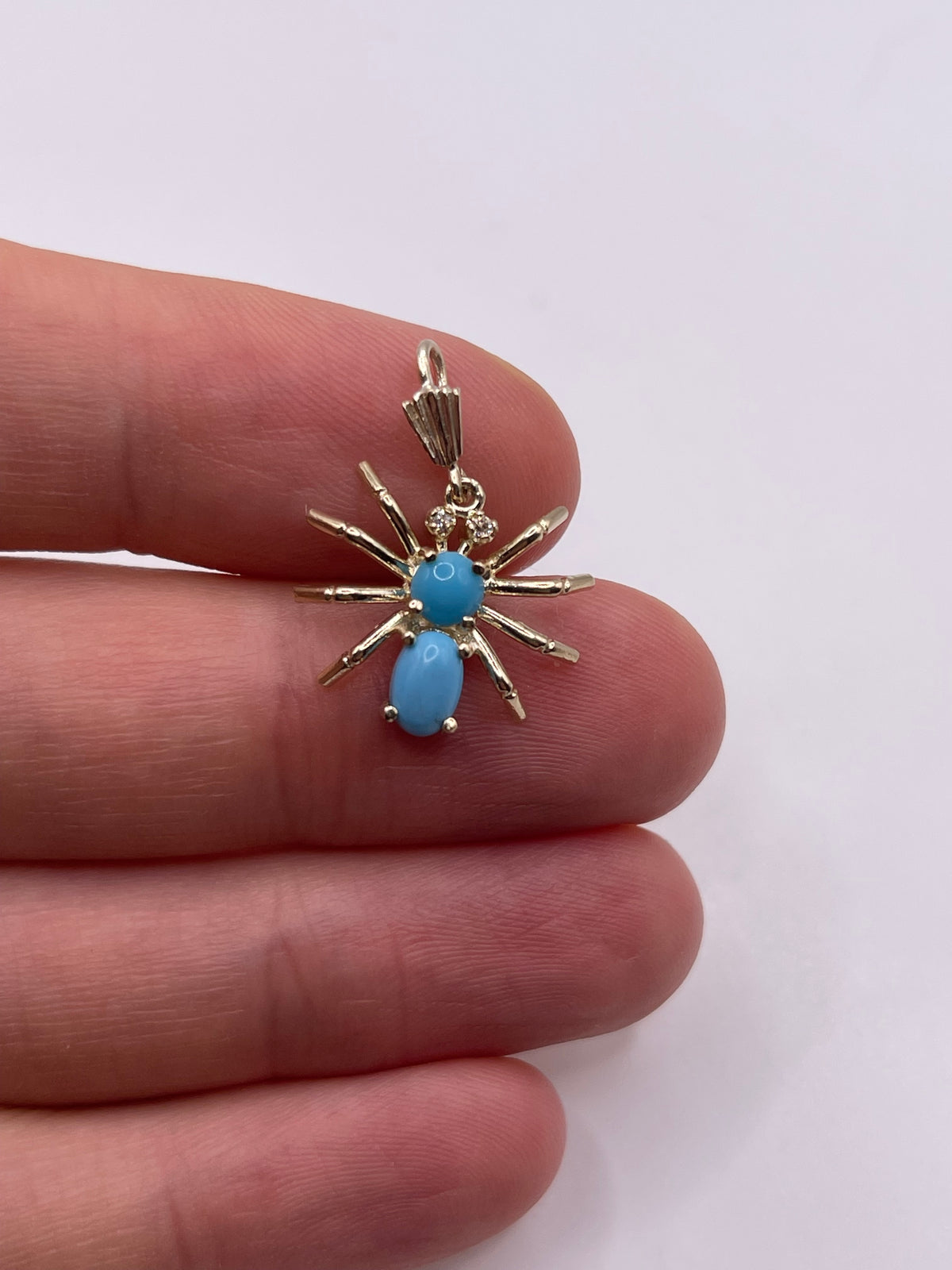 9ct gold turquoise and diamond spider pendant