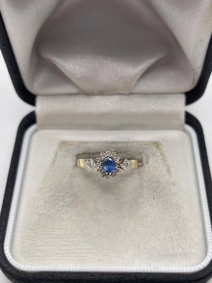 9ct gold sapphire and diamond ring