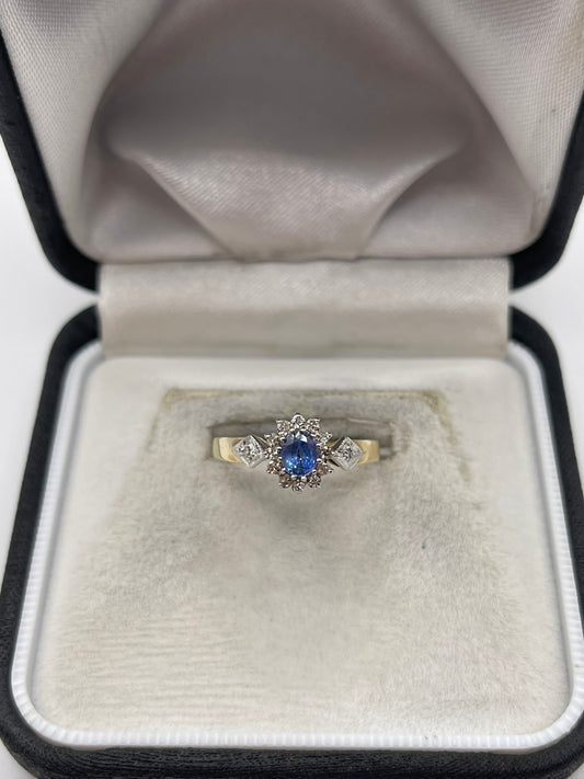 9ct gold sapphire and diamond ring