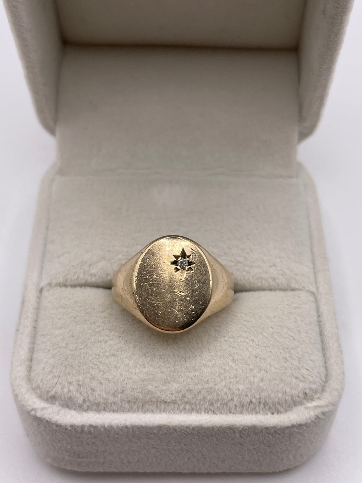9ct gold diamond signet ring