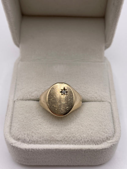 9ct gold diamond signet ring
