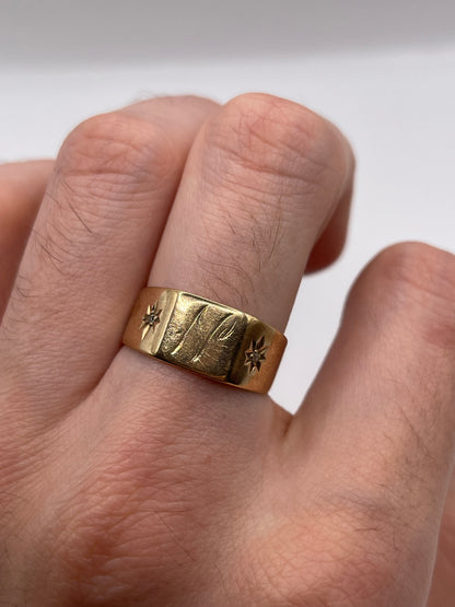 9ct gold diamond initial signet ring