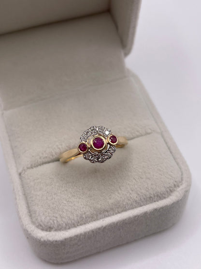 14ct gold ruby and diamond ring