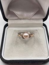 Load image into Gallery viewer, 9ct rose gold pearl and diamond ring
