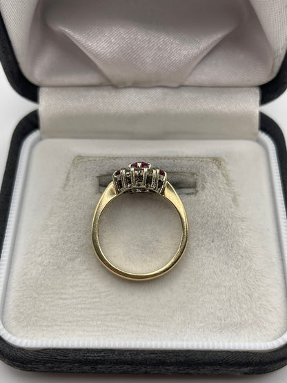 9ct gold ruby and diamond ring