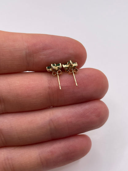 9ct gold emerald cluster earrings