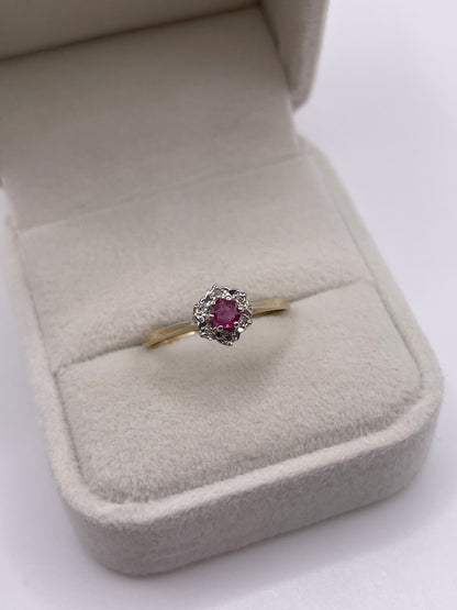 9ct gold ruby and diamond ring